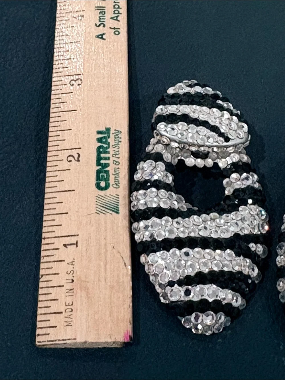 Vintage Bellini Black and White Swarovski Crystal Clip Earrings